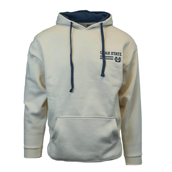 White, Navy, Utah State, Striped, U-State, Hoodie